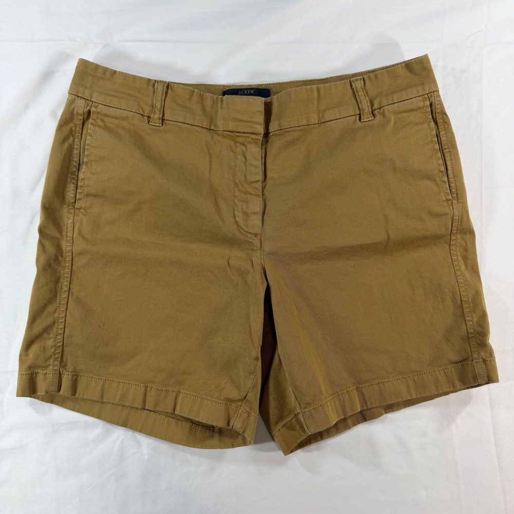 J.Crew Womens Chino Shorts Size 10 Brown Khaki Stretch Cotton 5 Inch Inseam
